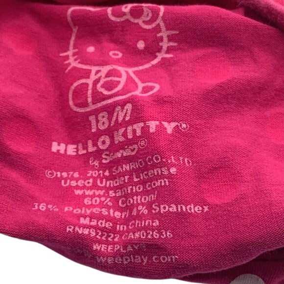 Hello Kitty By Sanrio Pink Dress Baby Girl 18M Polka Dot & Denim Ruffle Bow - Picture 4 of 8